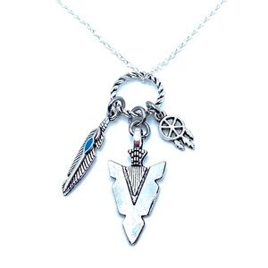 Southwestern Charm Necklace Feather Arrowhead Dreamcatcher
